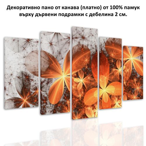 0702 Wall art decoration (set of 5 pieces) Abstract flowers in orange