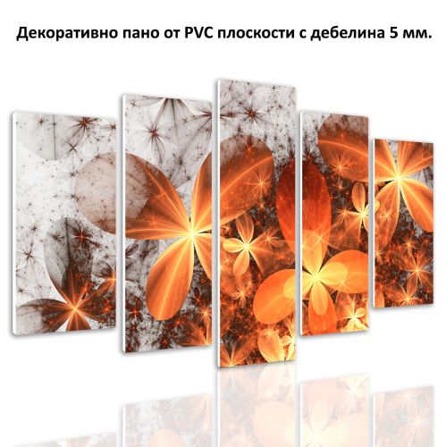 0702 Wall art decoration (set of 5 pieces) Abstract flowers in orange