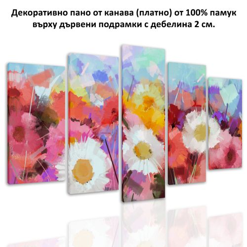 0696 Wall art decoration (set of 5 pieces) Abstract flowers